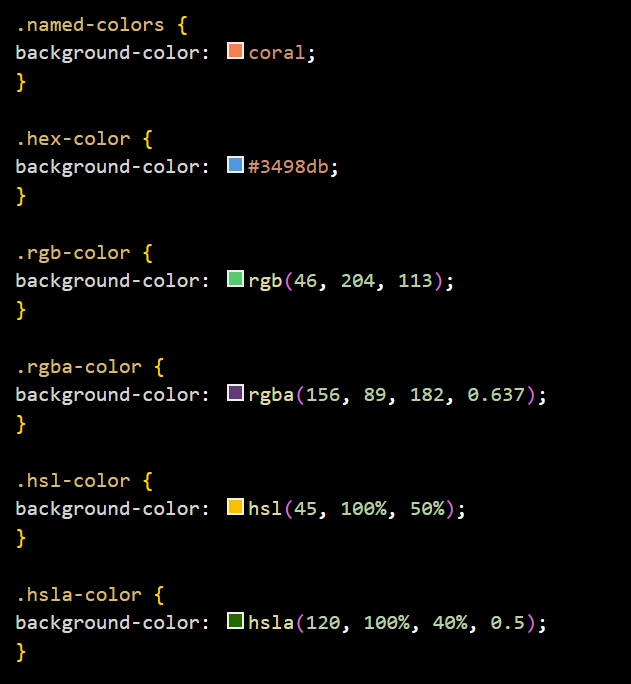 Example of Color Values